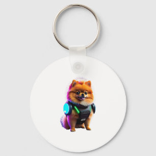 Cyber Pomeranian Explorer of the Future Key Ring