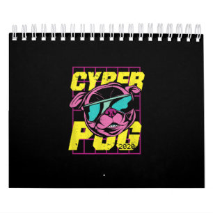Cyber Pug 2021 Funny Dog Pug Design Calendar
