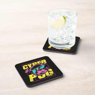 Cyber Pug Cool Pug Dog Coaster