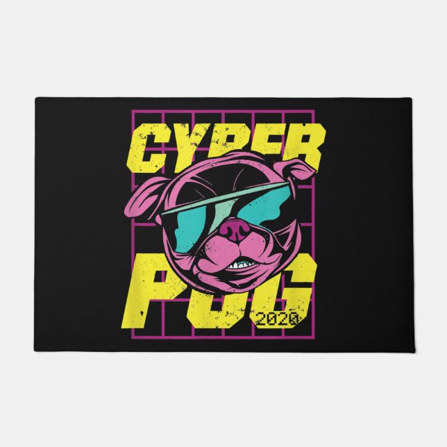 Cyber Pug | Cool Pug Dog Doormat (Front)