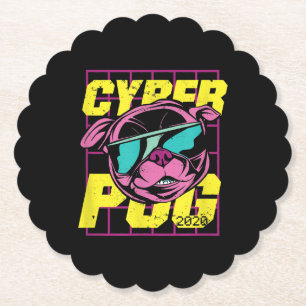 Cyber Pug Cool Pug Dog Paper Coaster