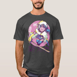 Cyber Punk Anime Warrior Girl Retro Kanji Japanese T-Shirt