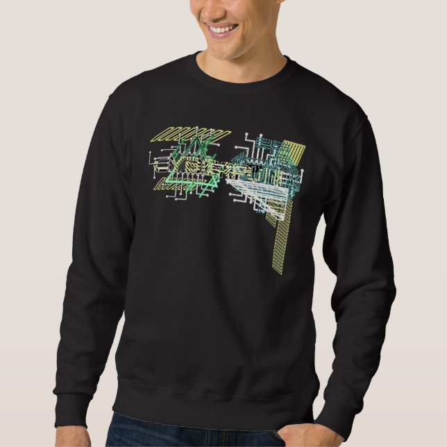 Cyber Punk Cyberpunk Trippy Acid Glitch Retro Futu Sweatshirt (Front)