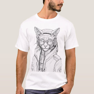 Cyber Rasta Cat Illustration T-Shirt