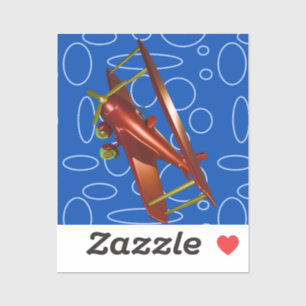 Cyber Red Popcorn Anime Bi-Plane flying amidst 