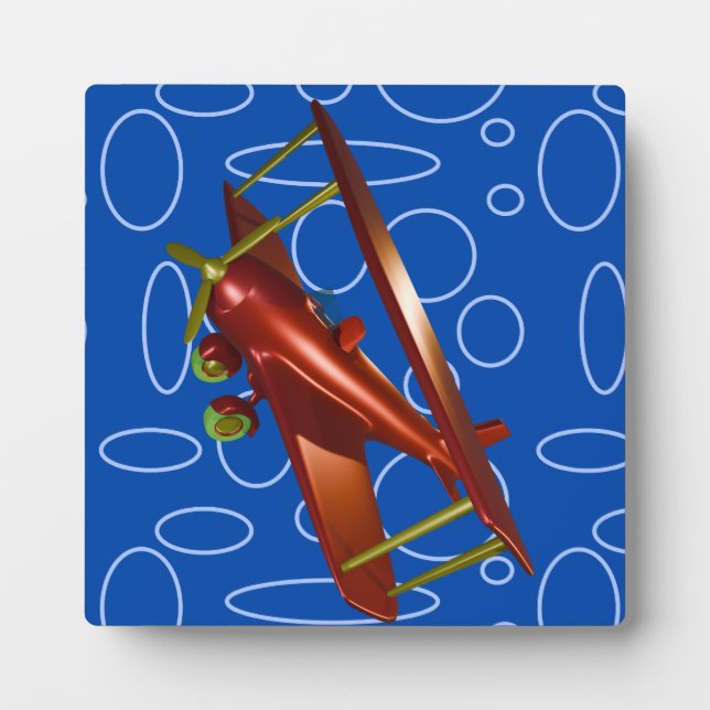 Cyber Red Popcorn Anime Bi-Plane flying amidst  Plaque (Front)