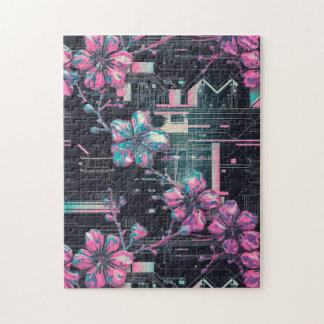 Cyber Sakura Skyline Puzzle