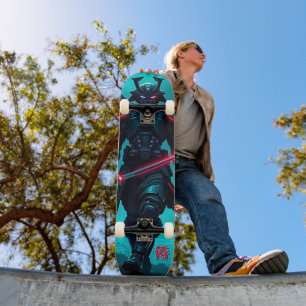 Cyber Samurai Futuristic Art Skateboard Deck