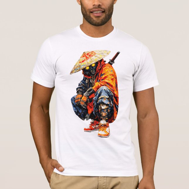 Cyber Samurai Palette Knife Orange  T-Shirt (Front)