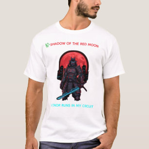 Cyber Samurai Under the Red Moon – Neon Warrior T-Shirt