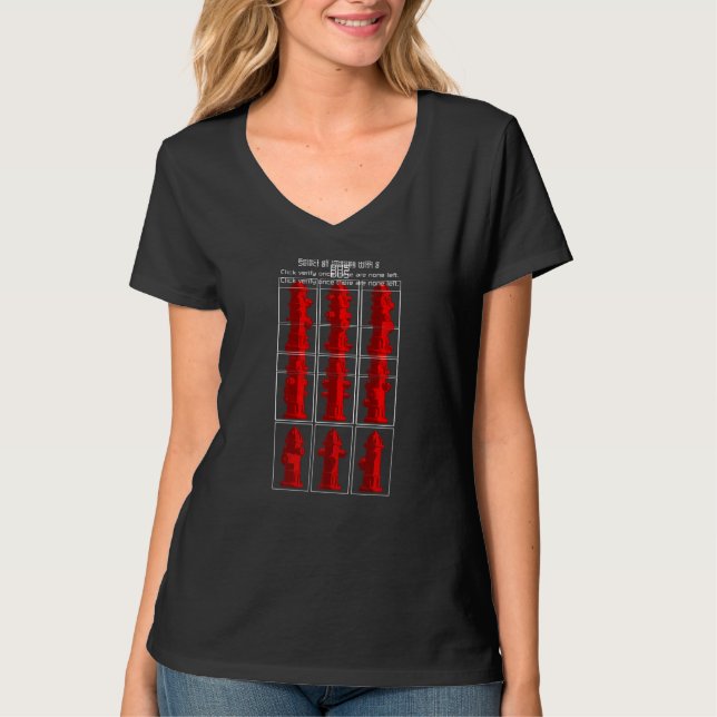 Cyber Security Computer Captcha Not A Robot Fire H T-Shirt (Front)
