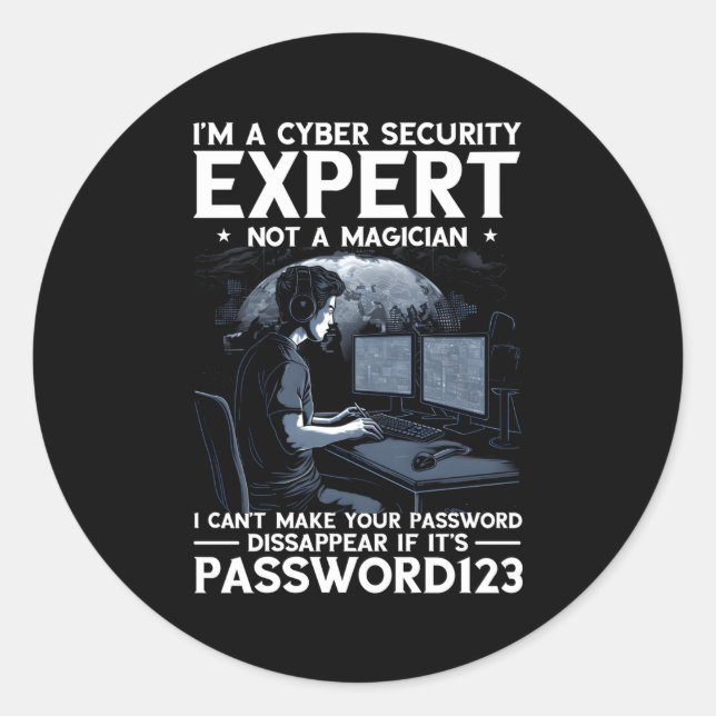 Cyber Security Expert For White Hacker And Cyber W Classic Round Sticker (Front)