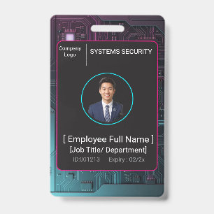 Cyber Security ID Badge Tech Company Photo Pass