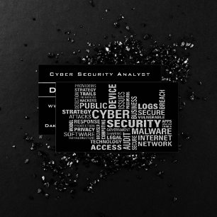 Cyber Security Intelligence Modern Silver Black Business Card