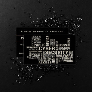Cyber Security Intelligence Stylish Sepia Gold Business Card