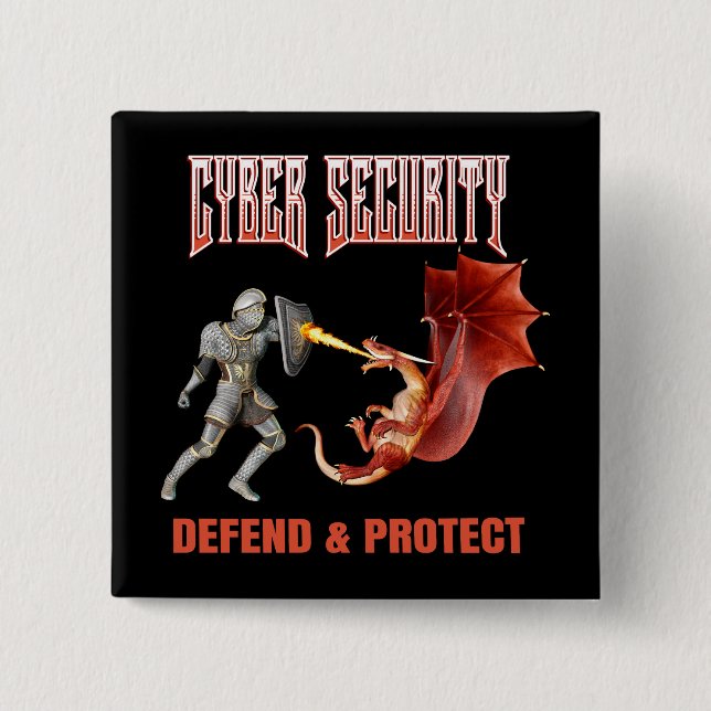 Cyber Security Knight Dragon Defence 15 Cm Square Badge (Front)