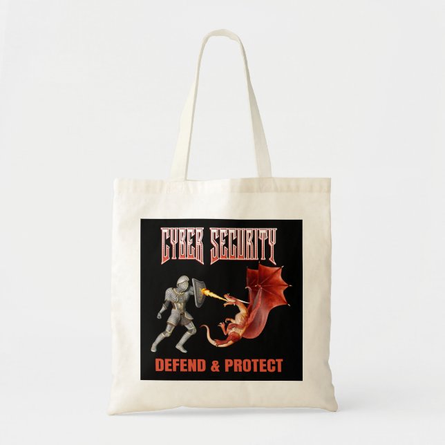 Cyber Security Knight Dragon Defence Tote Bag (Front)