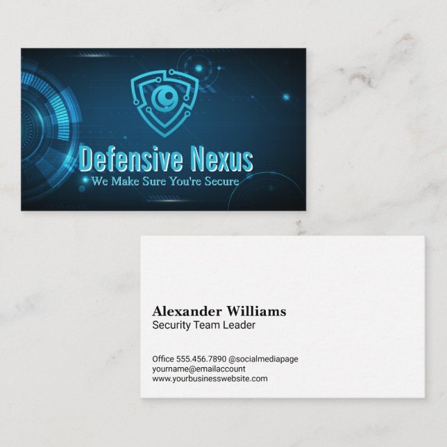 Cyber Security Shield Logo | Digital Background Business Card (Front/Back)