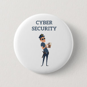 Cyber Security: The Cool Cop on Patrol 6 Cm Round Badge