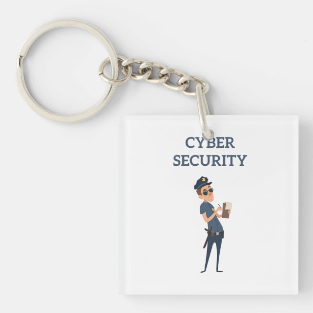 Cyber Security: The Cool Cop on Patrol Key Ring (Front)