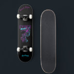 Cyber skateboard with Caption & Name<br><div class="desc">Make this skateboard your own by adding your text. To access advanced editing tools, please go to "Personalise this template" and click on "Details", scroll down and press the "click to customise further" link. Ideal for any Occasion such as birthday or Graduation, for outdoor skateboarders who love the graffiti style....</div>