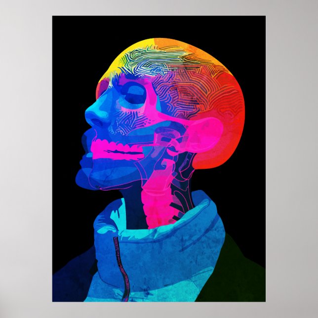 Cyber Skull – Futuristic Anatomy Art Poster (Front)