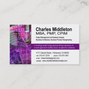 Cyber Tech-1 Business Card template (white/purple)