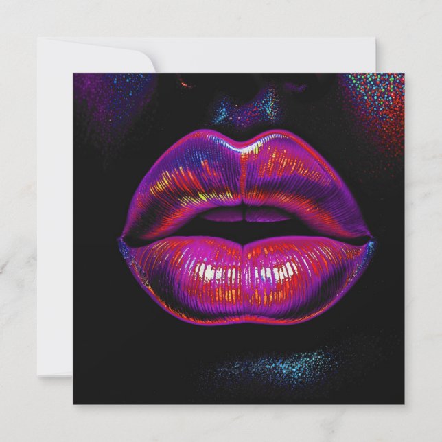 Cyber Venus Lips – Colourful Lips Portrait        Card (Front)