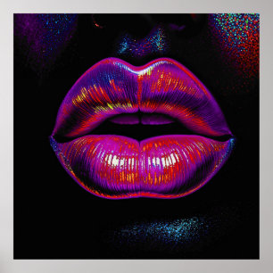 Cyber Venus Lips – Colourful Lips Portrait Poster
