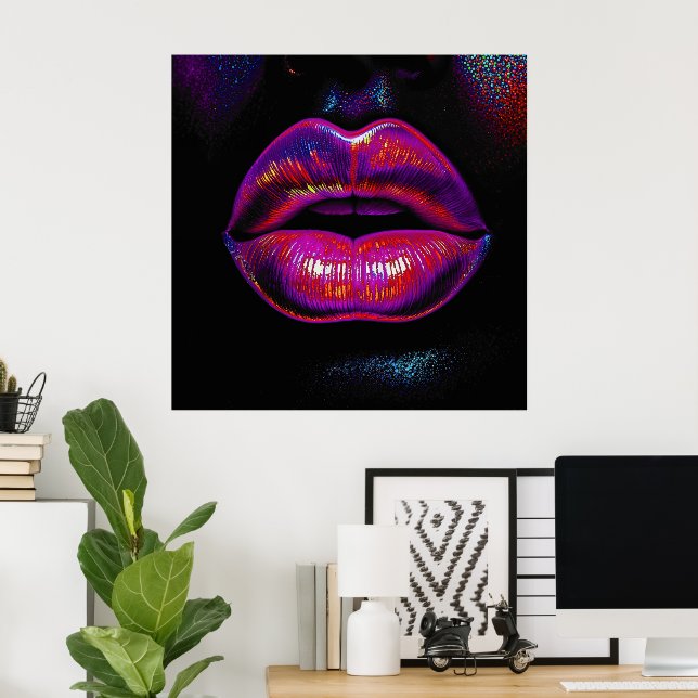 Cyber Venus Lips – Colourful Lips Portrait        Poster (Home Office)