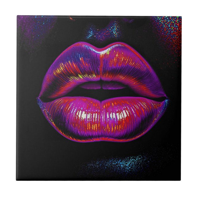 Cyber Venus Lips – Colourful Lips Portrait        Tile (Front)