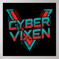 Cyber Vixen - Red Teal Gamer Girl Graphic Gaming