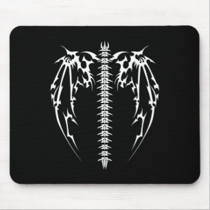 Cyber Wings Tattoo Style Art Robotic Celtic Raven Mouse Pad