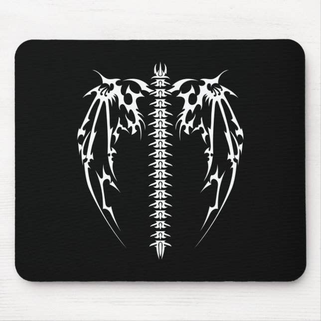 Cyber Wings Tattoo Style Art Robotic Celtic Raven  Mouse Pad (Front)