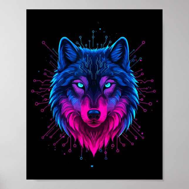 Cyber Wolf For Animal Lovers And Birthday And Birt Poster (Front)