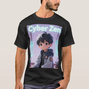 Cyber Zen 3D Anime Boy Futuristic Techwear Graphic T-Shirt