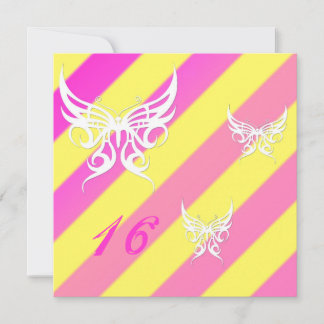 Cybergoth Butterflies Sweet 16 Birthday Invites