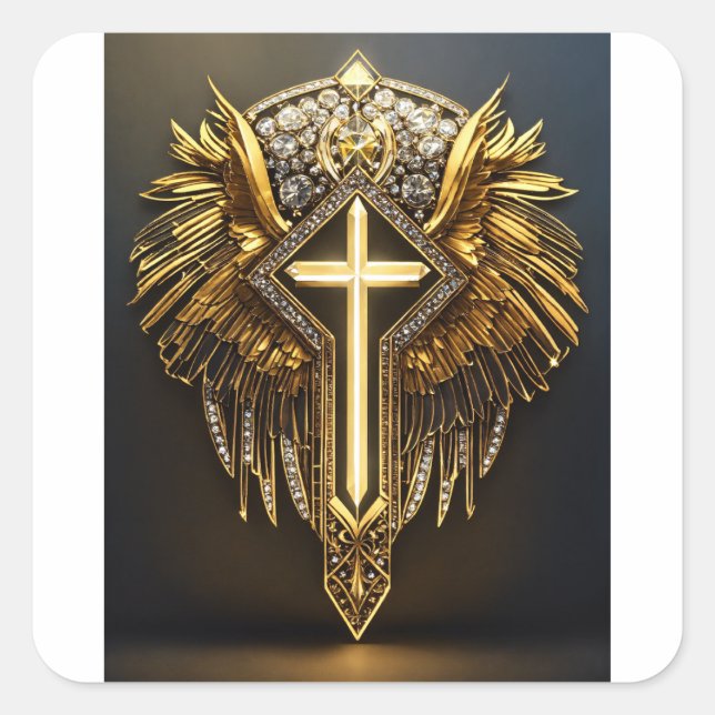 CyberLion: Futuristic Geometric Roar Square Sticker (Front)