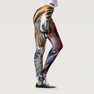 Cybernetic Bio-Mechanical Tiger Portrait Leggings