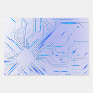 Cybernetic Blue Chip Motherboard Wrapping Paper Sheet