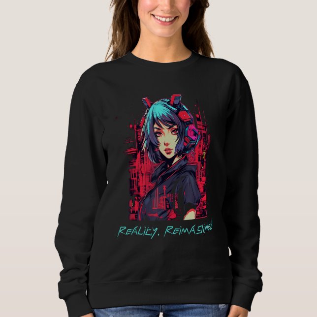 Cybernetic Chronicles Sci-Fi Robot Girl Quest Sweatshirt (Front)