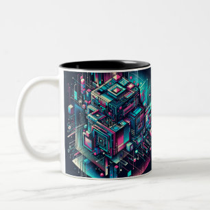 Cybernetic Dreamscape Two-Tone Coffee Mug