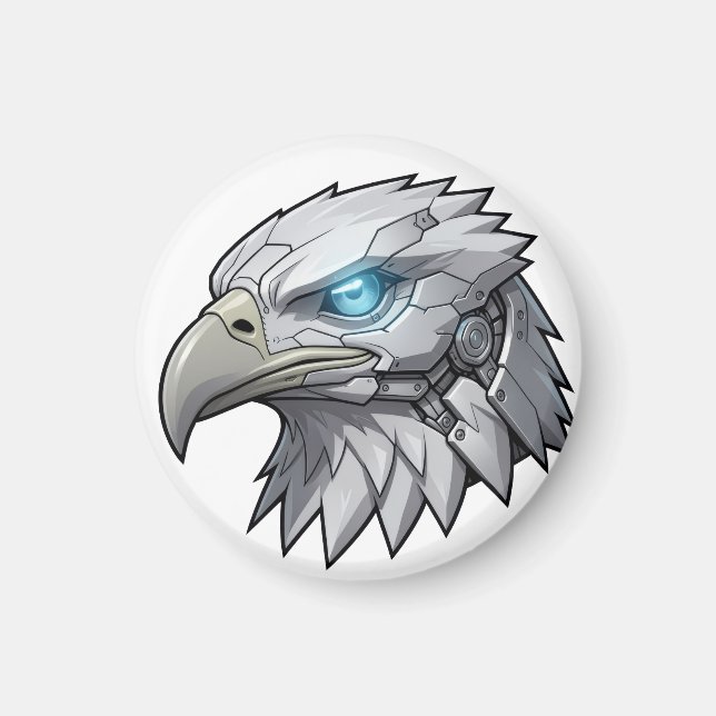 Cybernetic Eagle Head Futuristic Robotic Bald Eagl Magnet (Front)