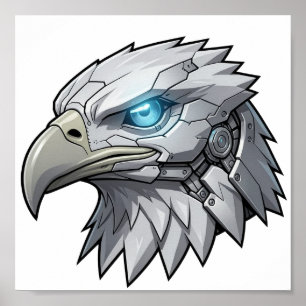 Cybernetic Eagle Head Futuristic Robotic Bald Eagl Poster