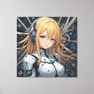 Cybernetic Guardian: Heart of the Future Canvas Print