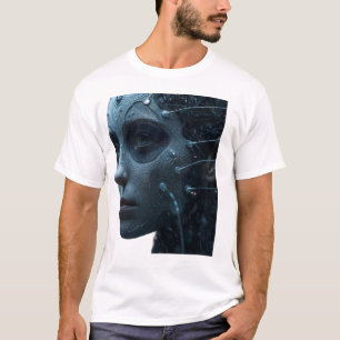 Cybernetic Human Portrait Graphic T-Shirt - Futuri