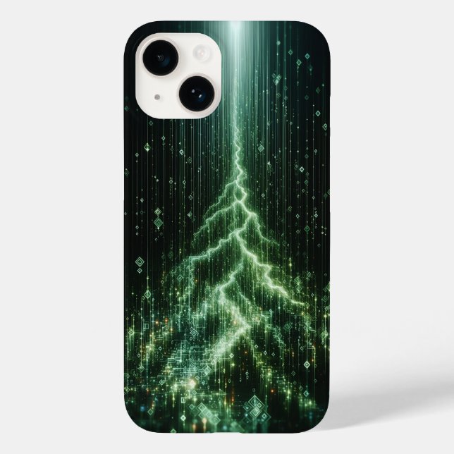 Cybernetic Lightning Bolt Phone Case - Glowing  (Back)