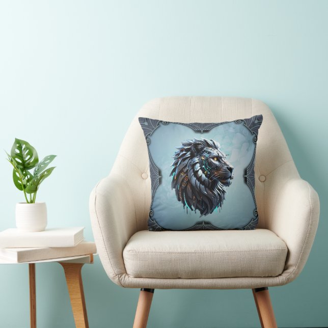 Cybernetic Lion The fusion of power and technology Cushion (Chair)