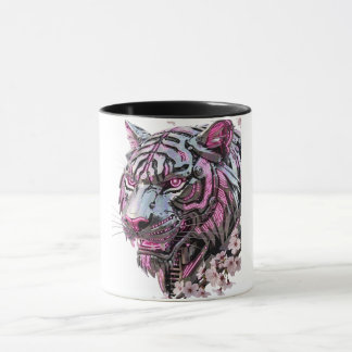 Cybernetic Mecha Tiger: Futuristic Neon Pink & Sak Mug