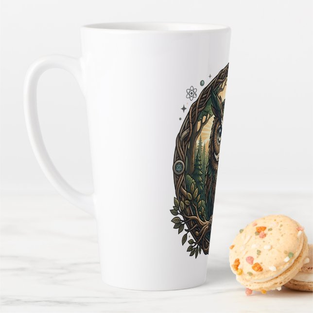 Cybernetic Owl Nature vs Technology Steampunk Latte Mug (In Situ)